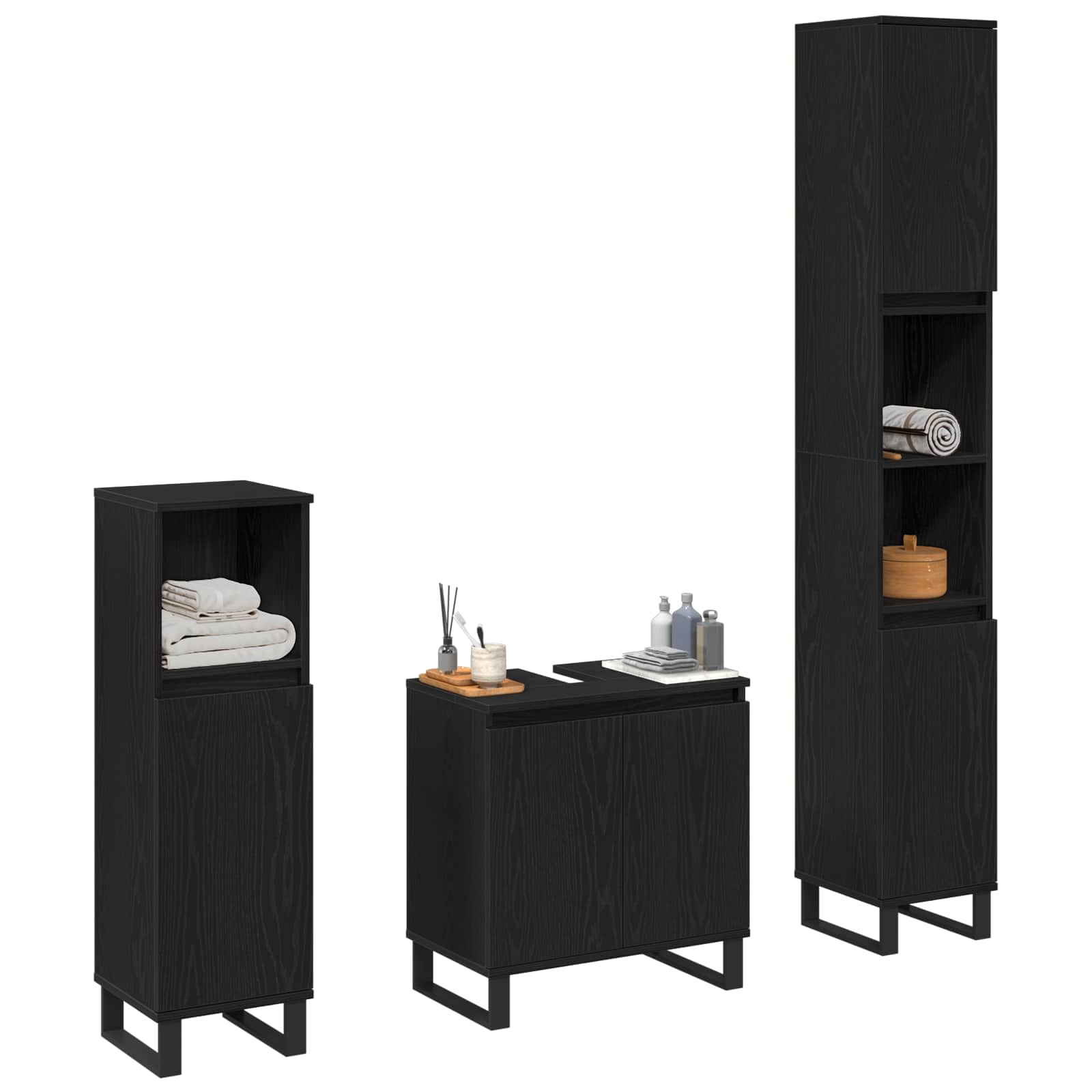 Ensemble de mobilier de salle de bain 3 pc Chêne noir