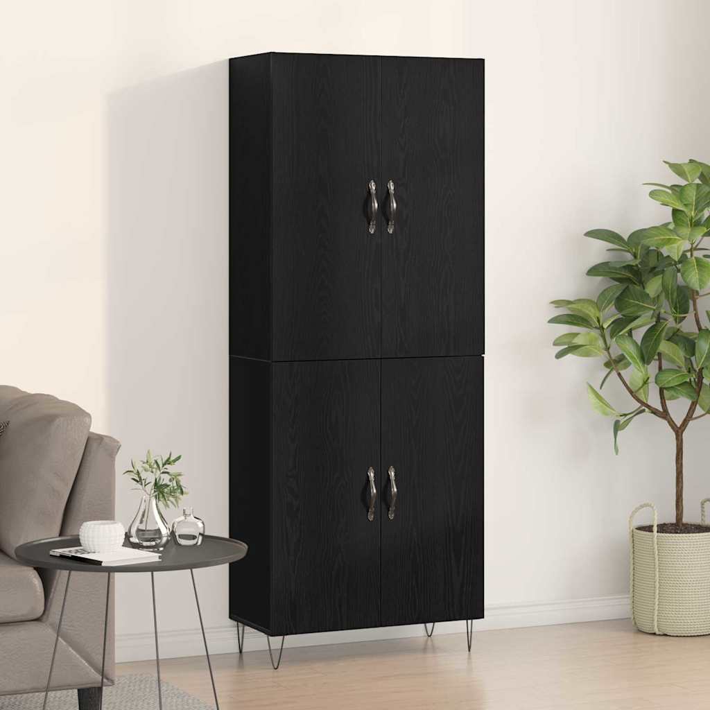 Haut Armoire Montage mural 2 pcs Chêne noir 69,5 x 34 x 180 cm - XIOS