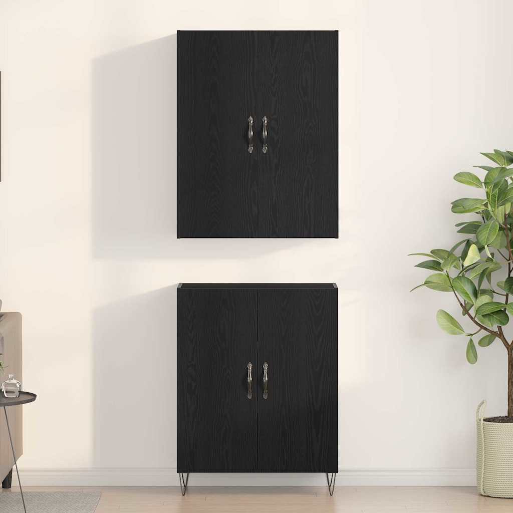 Haut Armoire Montage mural 2 pcs Chêne noir 69,5 x 34 x 180 cm - XIOS