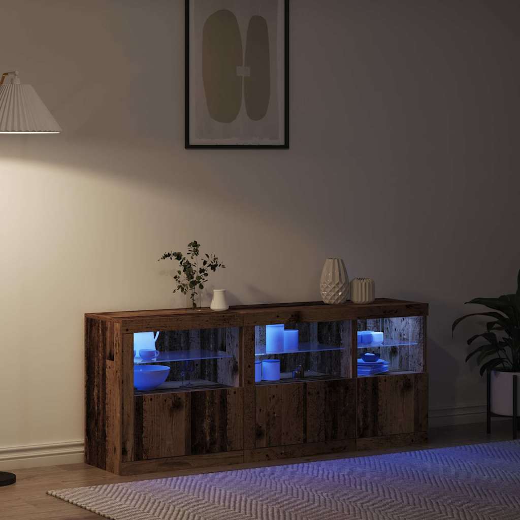 Buffet LED Bois ancien 162 x 37 x 67 cm Bois d'ingénierie - XIOS