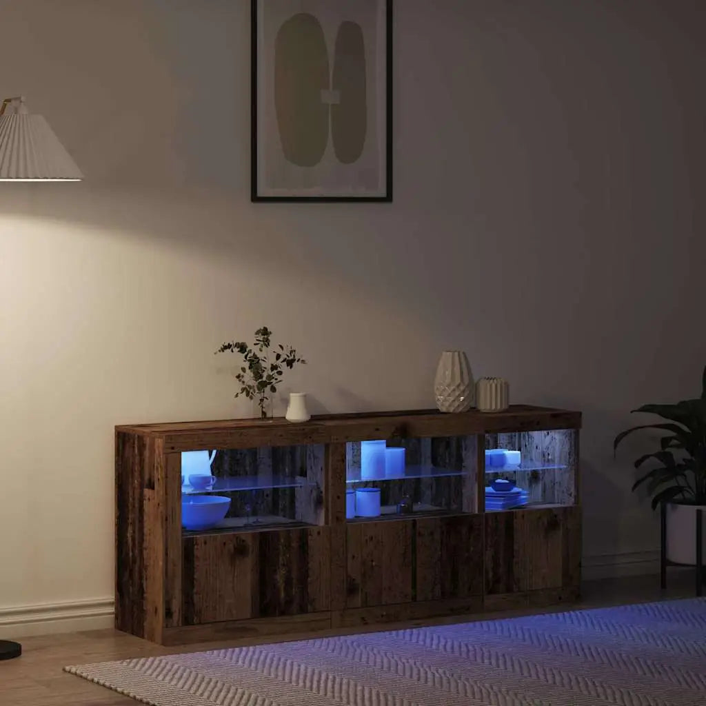 Buffet LED Bois ancien 162 x 37 x 67 cm Bois d’ingénierie - XIOS