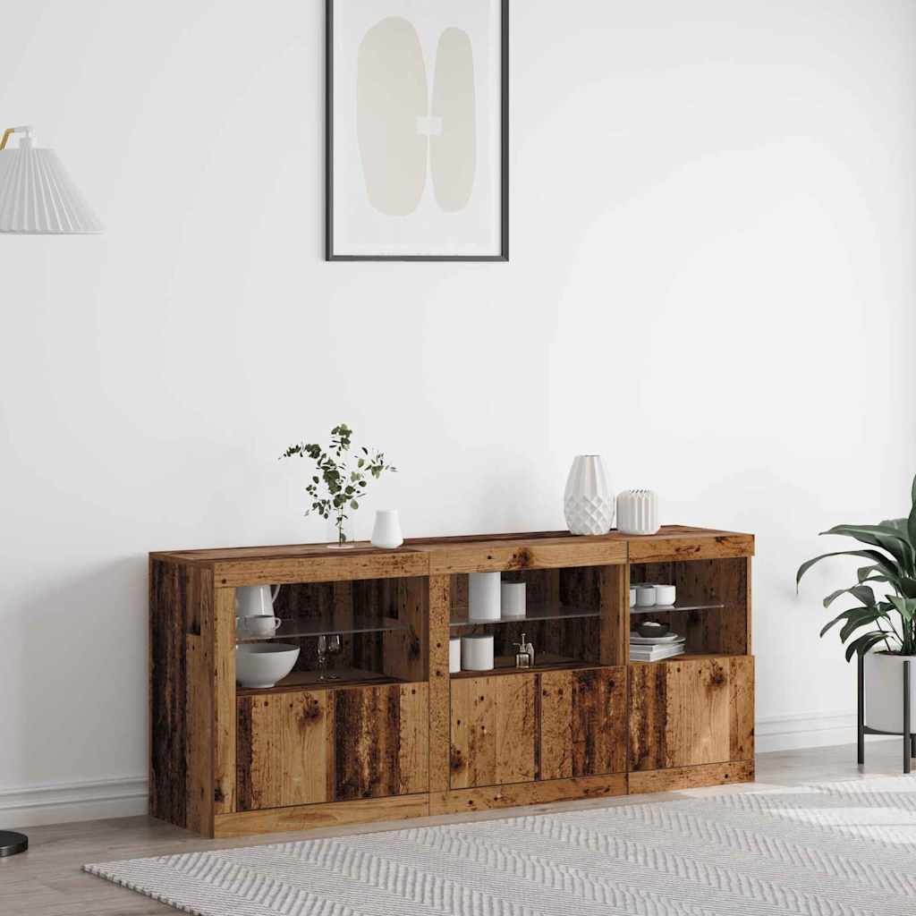 Buffet LED Bois ancien 162 x 37 x 67 cm Bois d'ingénierie - XIOS