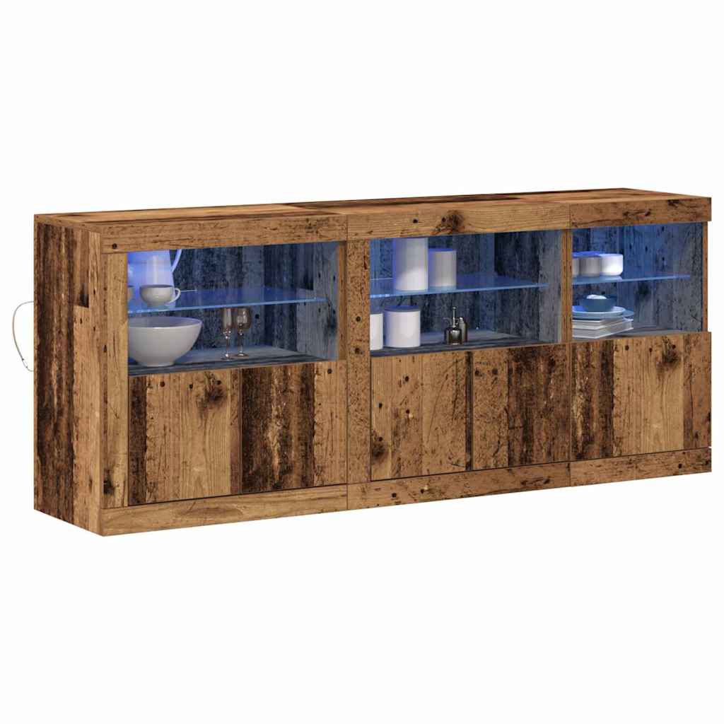 Buffet LED Bois ancien 162 x 37 x 67 cm Bois d'ingénierie - XIOS