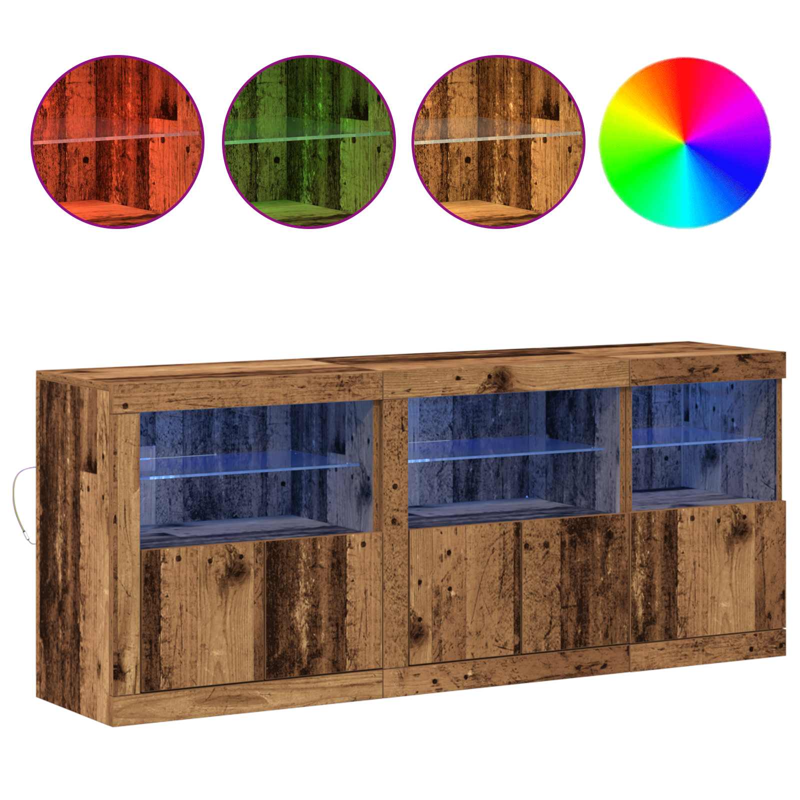 Buffet LED Bois ancien 162 x 37 x 67 cm Bois d'ingénierie - XIOS