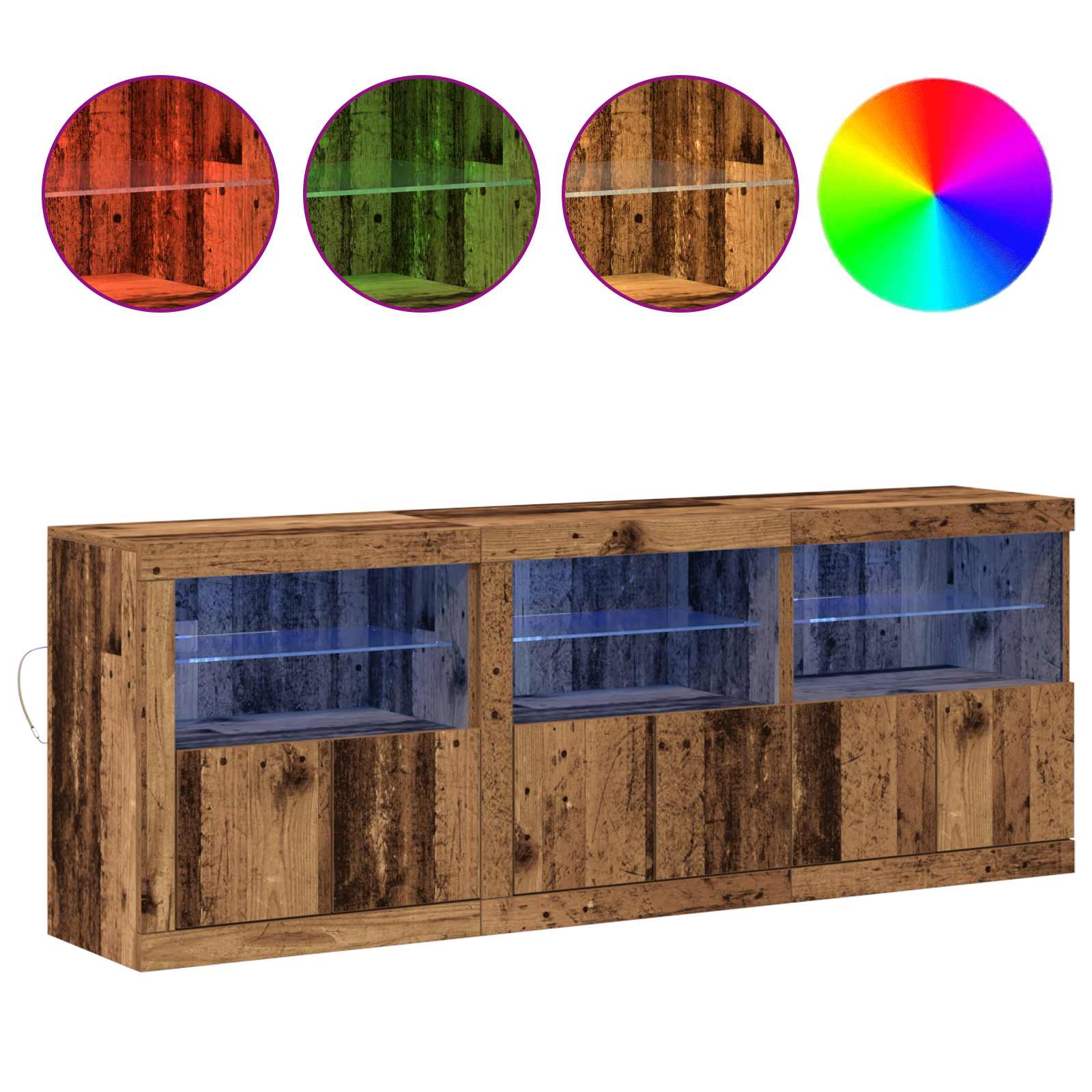 Buffet LED Bois Ancien 181 x 37 x 67 cm Bois d'ingénierie - XIOS