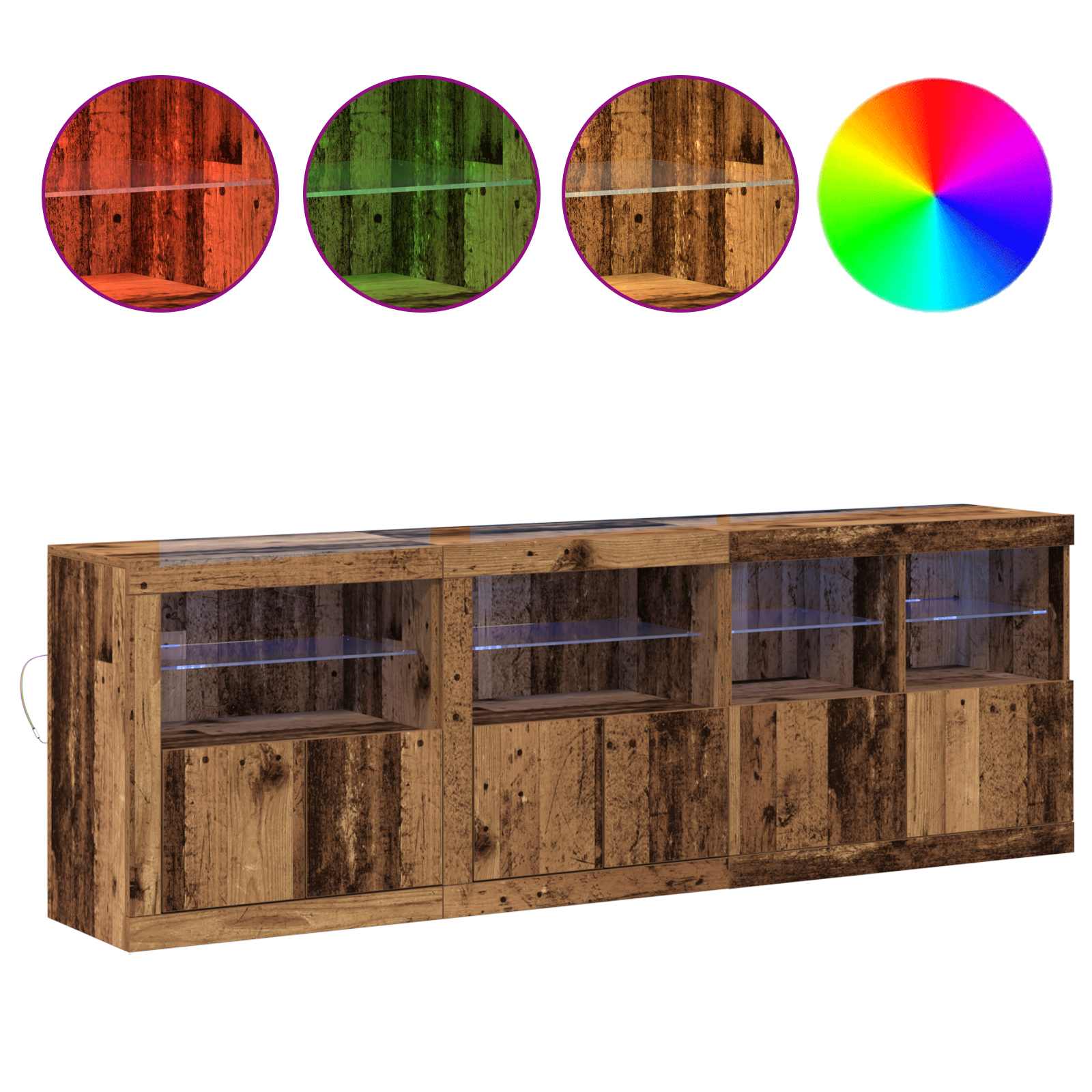 Buffet LED Bois ancien 202 x 37 x 67 cm Bois d'ingénierie - XIOS