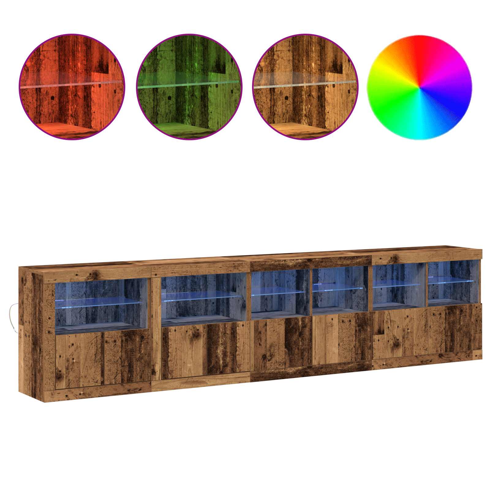 Buffet LED Bois ancien 283 x 37 x 67 cm Bois d'ingénierie - XIOS