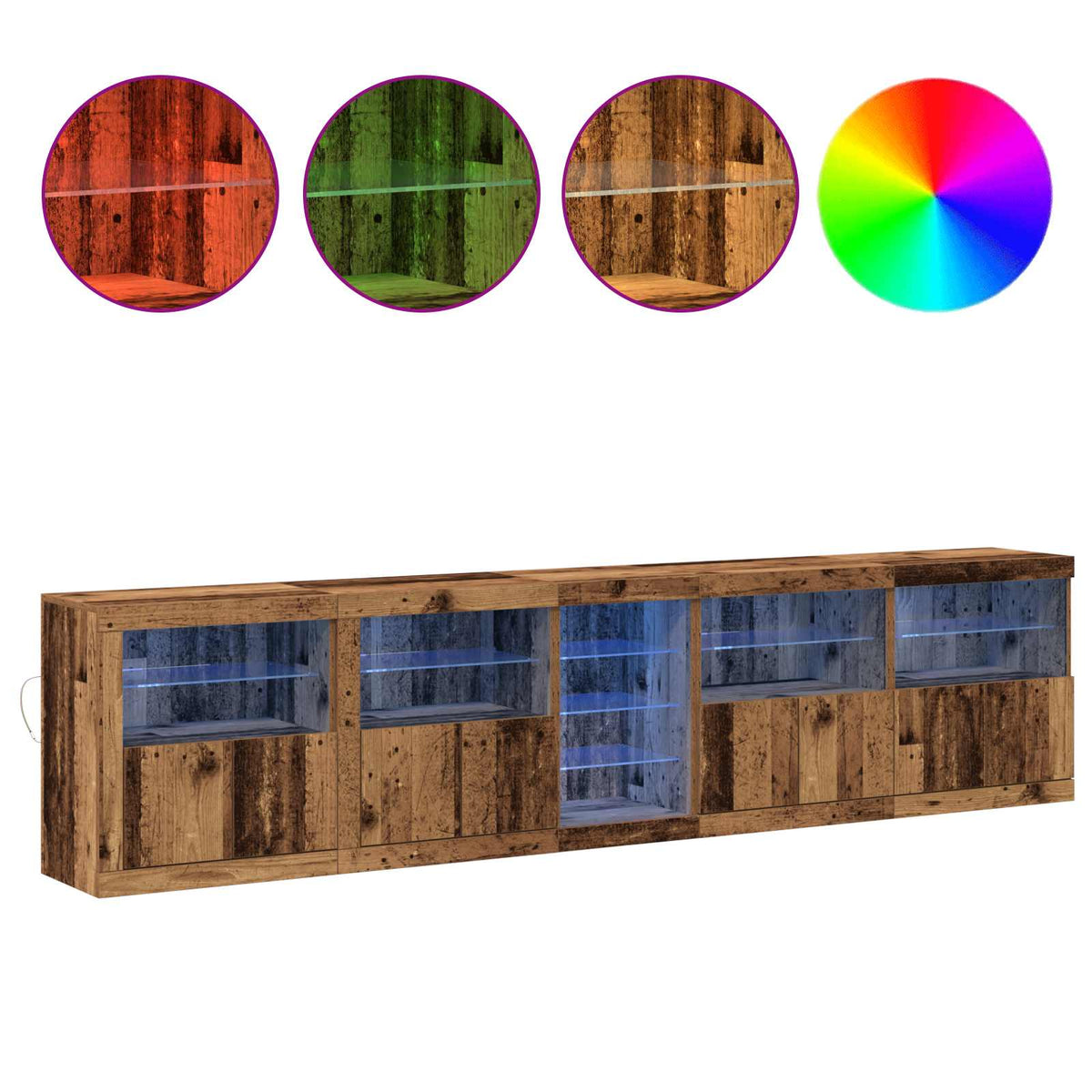 Buffet LED Bois ancien 283 x 37 x 67 cm Bois d'ingénierie