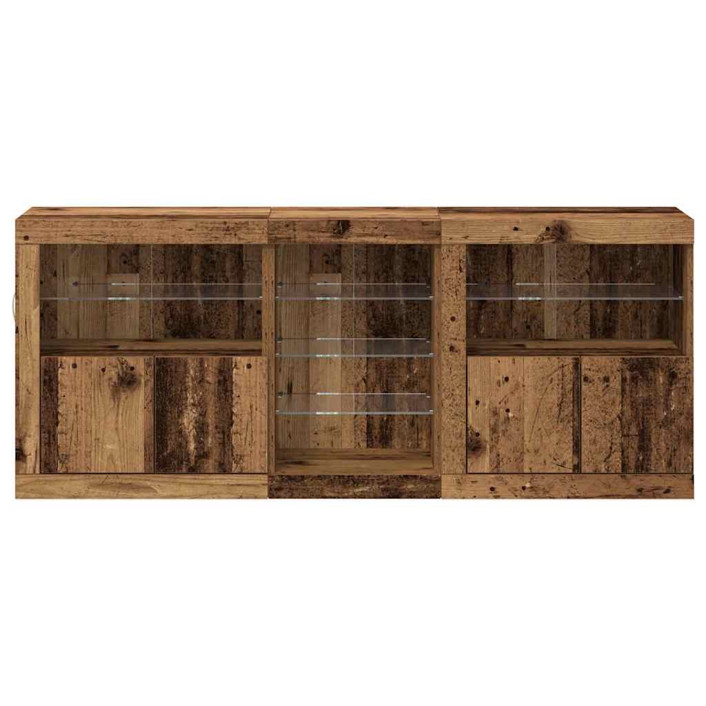 Buffet LED Bois ancien 162 x 37 x 67 cm Bois d'ingénierie - XIOS
