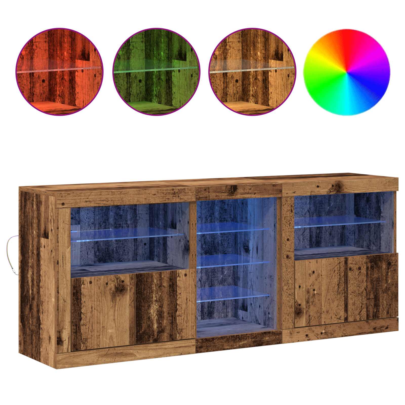 Buffet LED Bois ancien 162 x 37 x 67 cm Bois d'ingénierie - XIOS