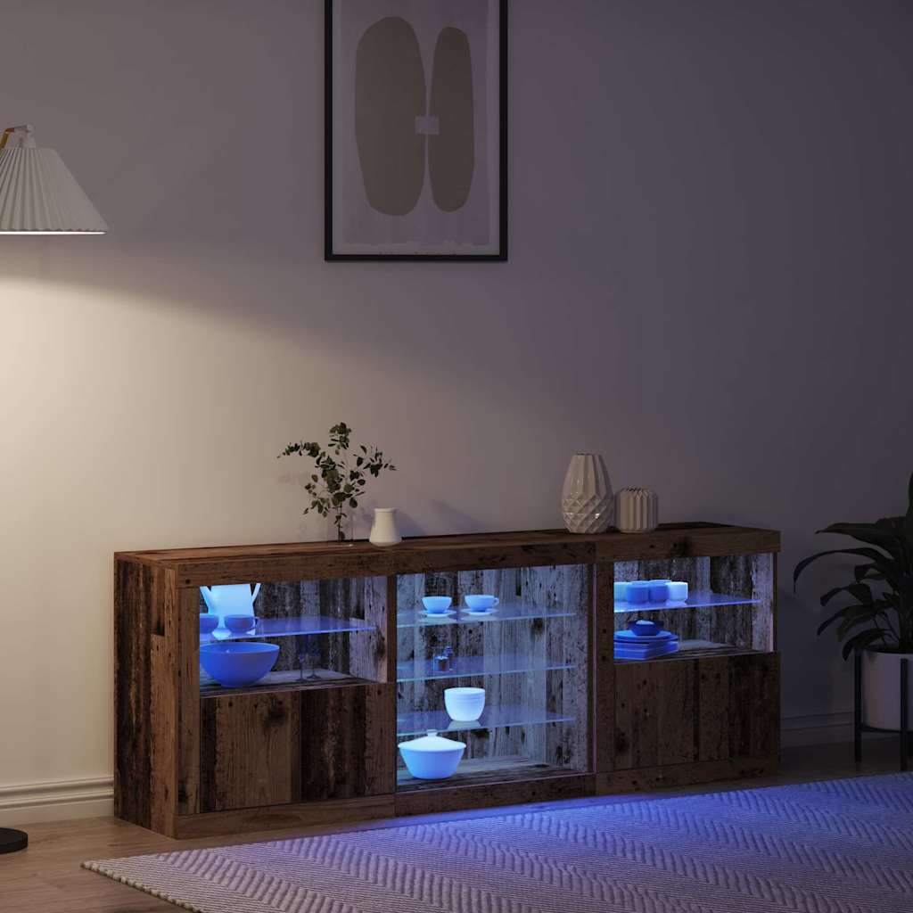 Buffet LED Bois ancien 181,5 x 37 x 67 cm Bois d'ingénierie - XIOS