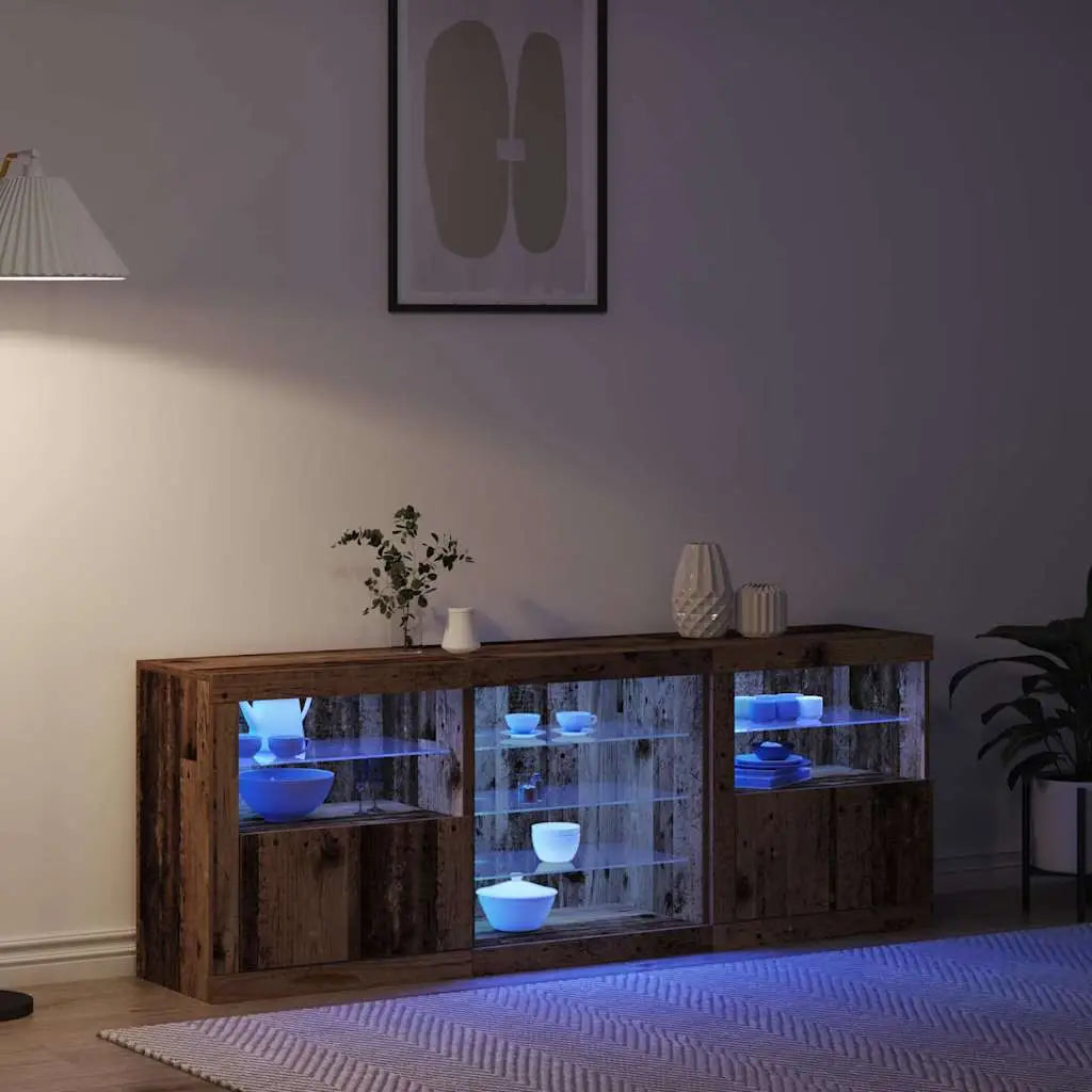 Buffet LED Bois ancien 181,5 x 37 x 67 cm Bois d’ingénierie - XIOS