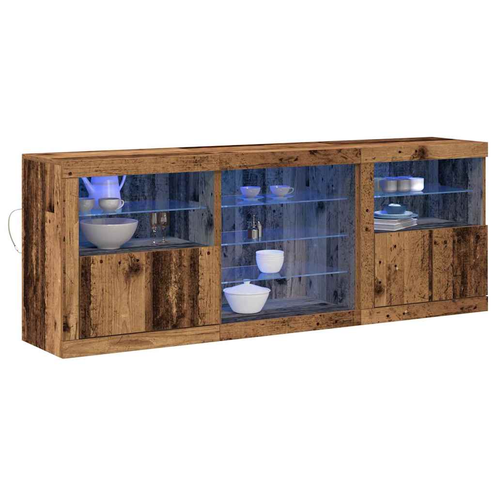 Buffet LED Bois ancien 181,5 x 37 x 67 cm Bois d'ingénierie - XIOS