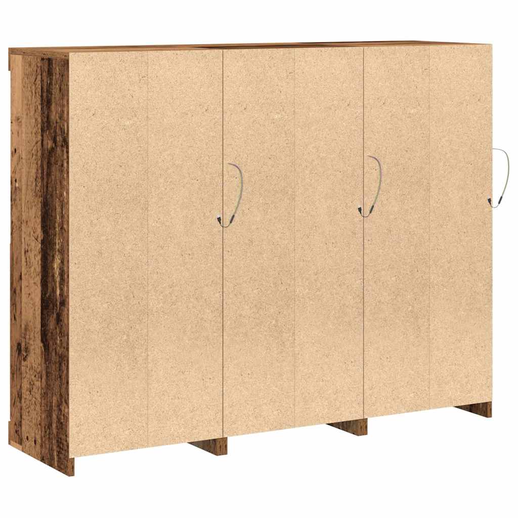 Buffet LED 3 pc Bois ancien 123 x 37 x 100 cm Bois d'ingénierie