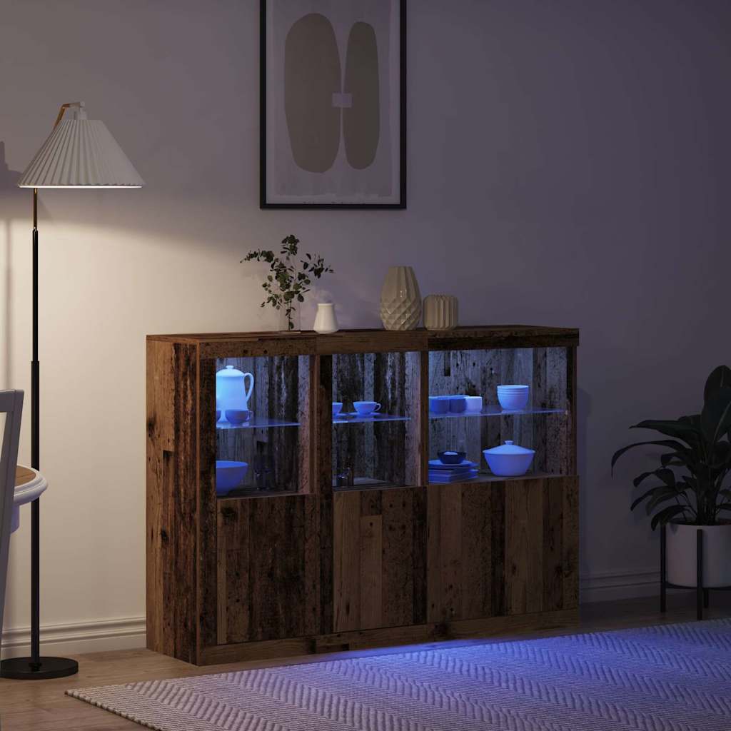 Buffet LED Bois ancien 142,5 x 37 x 100 cm Bois d'ingénierie - XIOS