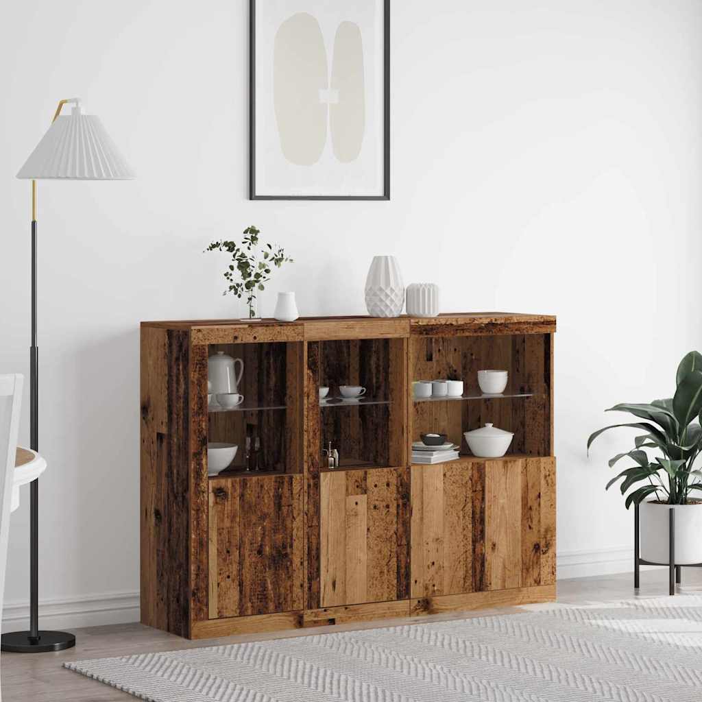 Buffet LED Bois ancien 142,5 x 37 x 100 cm Bois d'ingénierie - XIOS
