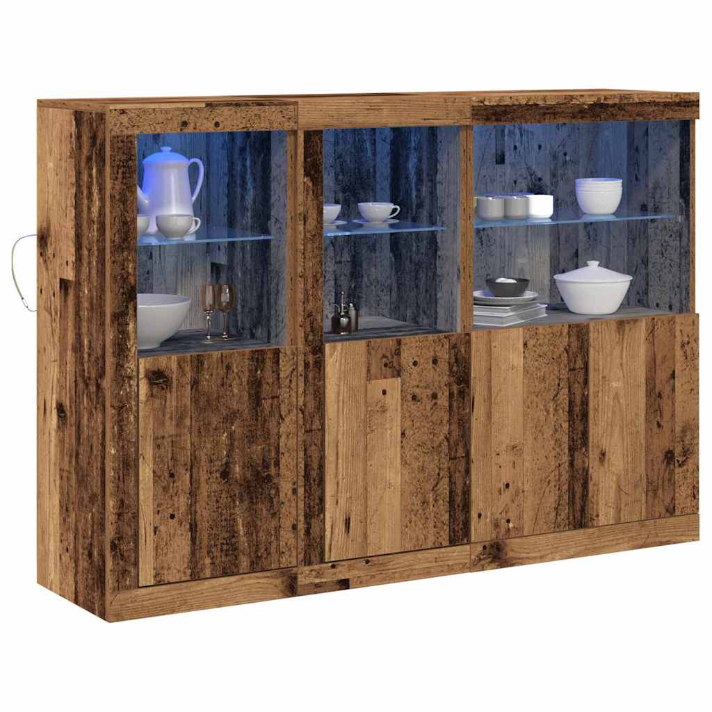 Buffet LED Bois ancien 142,5 x 37 x 100 cm Bois d'ingénierie - XIOS