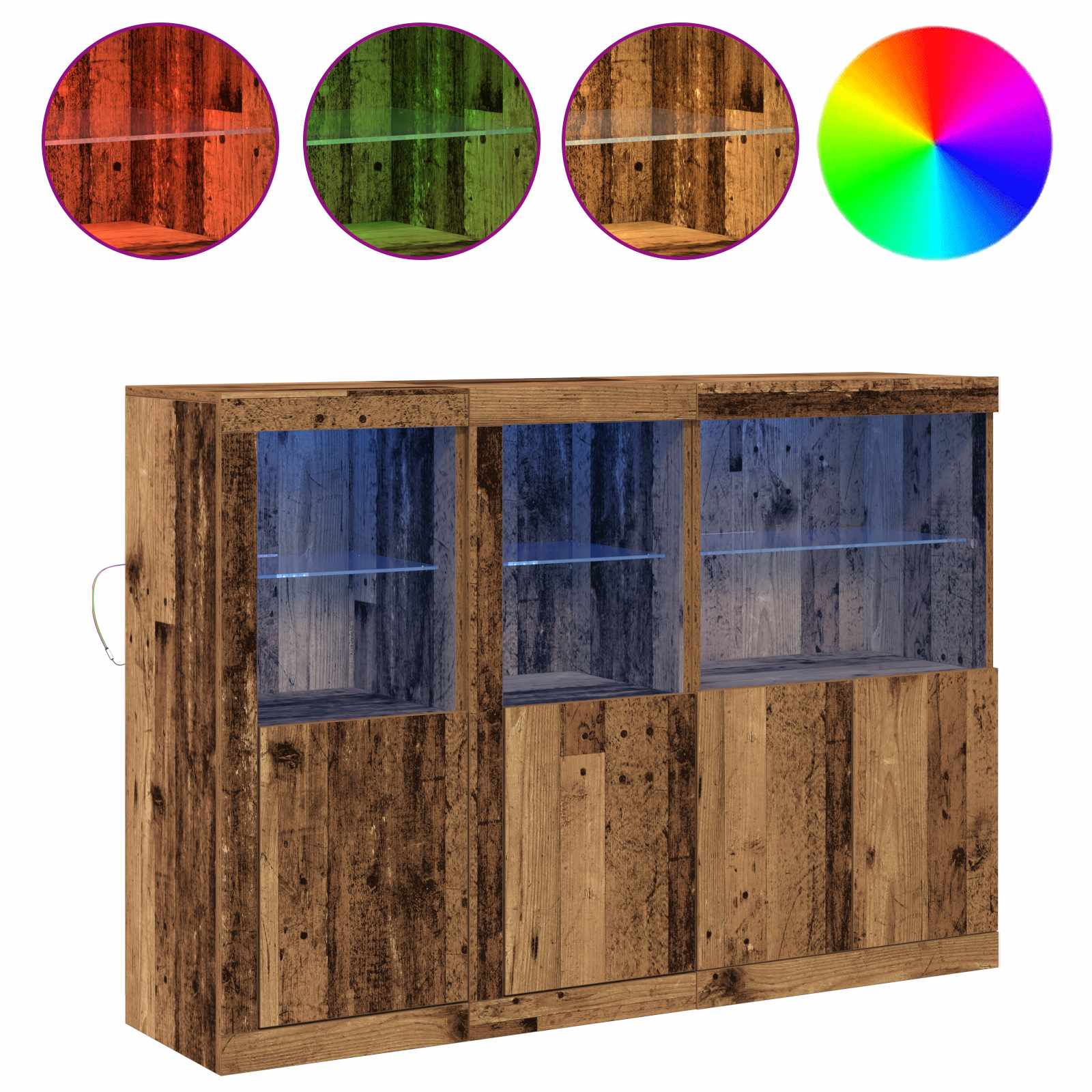 Buffet LED Bois ancien 142,5 x 37 x 100 cm Bois d'ingénierie - XIOS