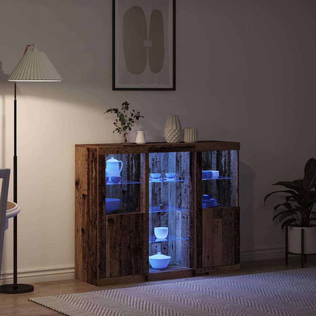 Buffet LED Bois ancien 123 x 37 x 100 cm Bois d'ingénierie