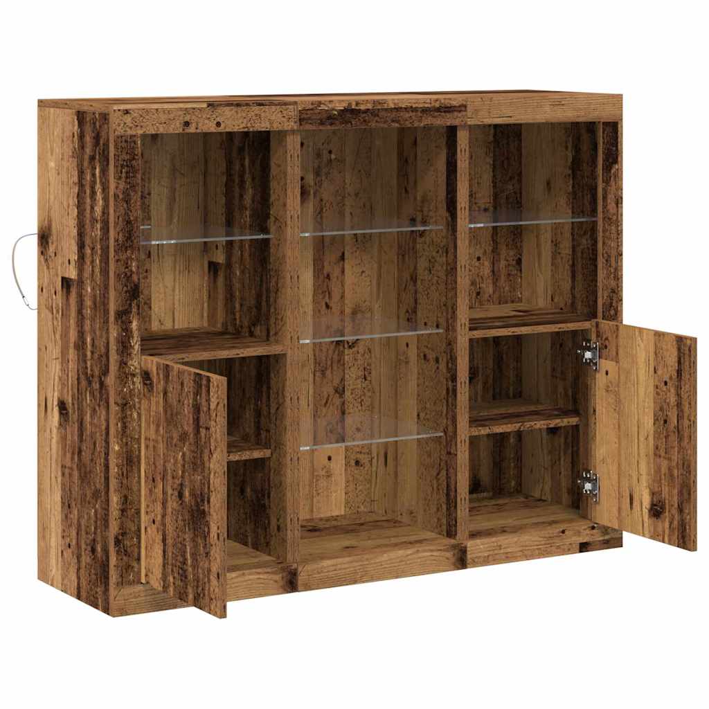 Buffet LED Bois ancien 123 x 37 x 100 cm Bois d'ingénierie