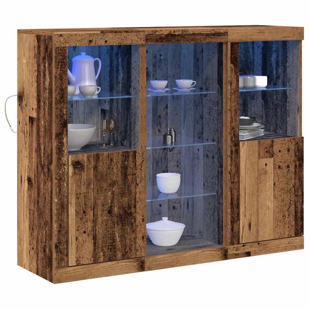 Buffet LED Bois ancien 123 x 37 x 100 cm Bois d'ingénierie