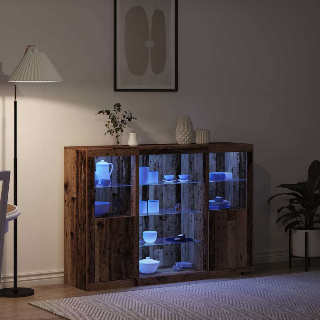 Buffet LED Bois ancien 142,5 x 37 x 100 cm Bois d'ingénierie