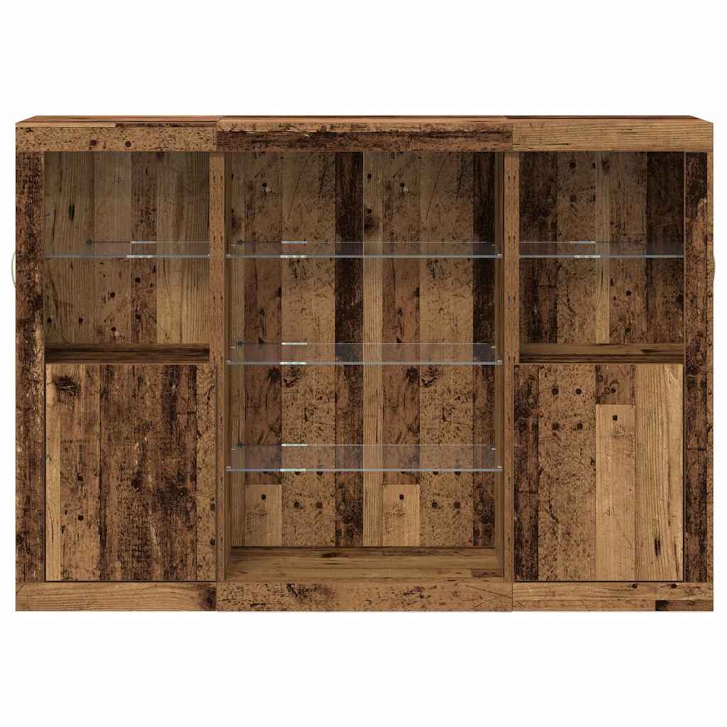 Buffet LED Bois ancien 142,5 x 37 x 100 cm Bois d'ingénierie