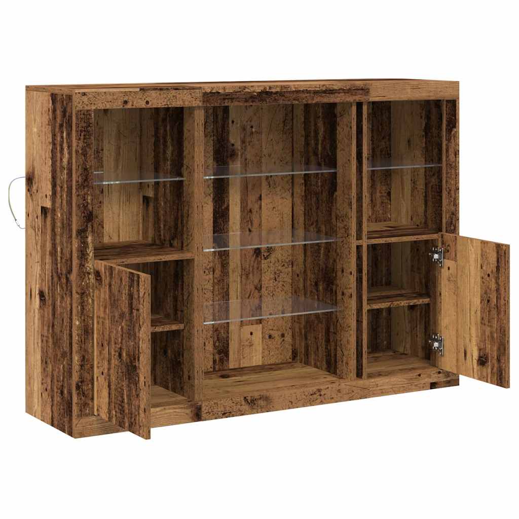 Buffet LED Bois ancien 142,5 x 37 x 100 cm Bois d'ingénierie
