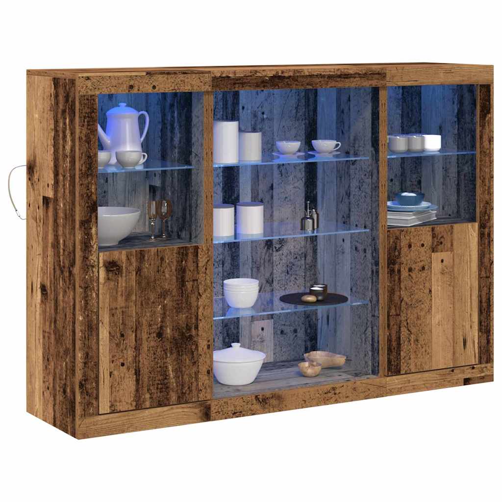 Buffet LED Bois ancien 142,5 x 37 x 100 cm Bois d'ingénierie