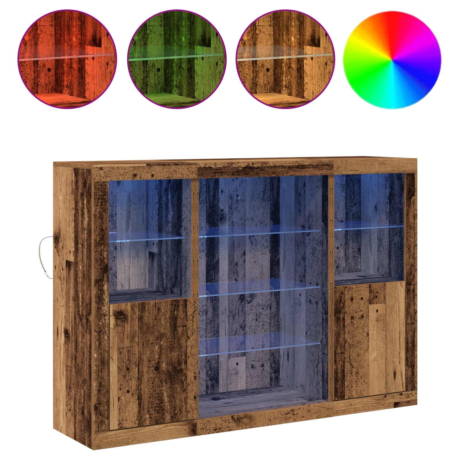 Buffet LED Bois ancien 142,5 x 37 x 100 cm Bois d'ingénierie