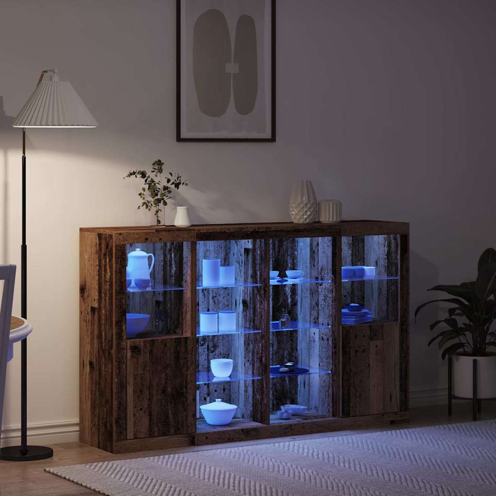 Buffet LED Bois ancien 163 x 37 x 100 cm Bois d'ingénierie