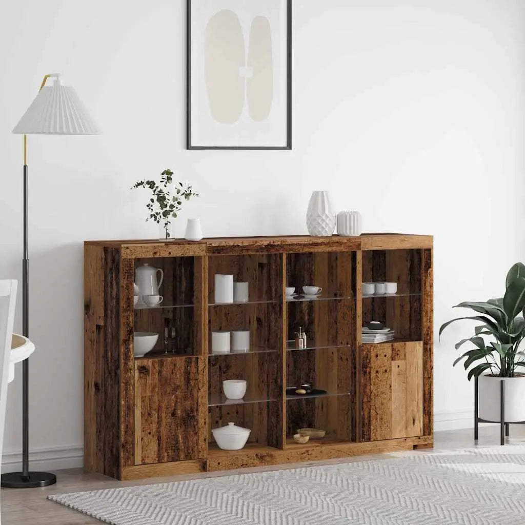 Buffet LED Bois ancien 163 x 37 x 100 cm Bois d’ingénierie - XIOS
