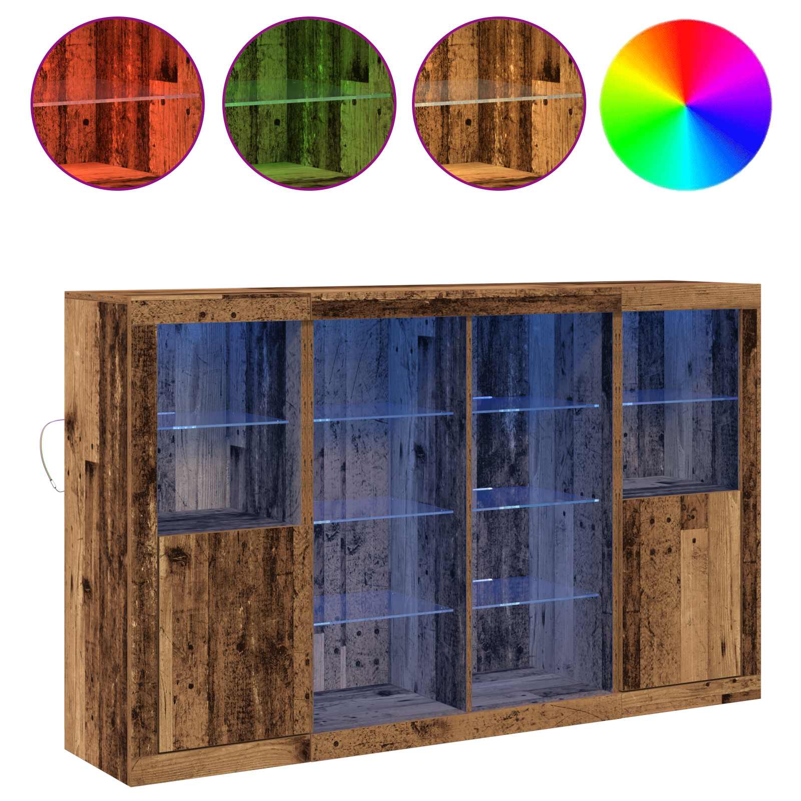 Buffet LED Bois ancien 163 x 37 x 100 cm Bois d'ingénierie