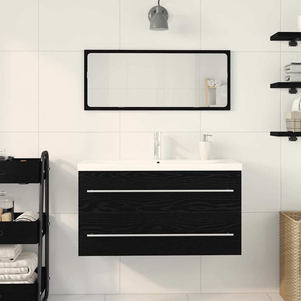 Meuble de Lavabo de Salle de Bain 3 pc Chêne noir - XIOS