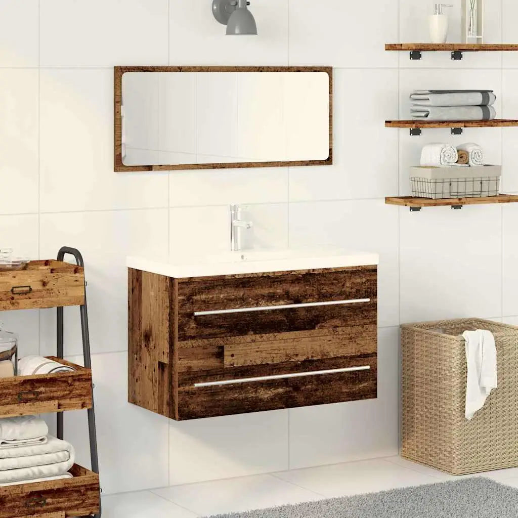 Meuble de Lavabo de Salle de Bain Bois Ancien 80 x 38,5 x 48 cm - XIOS