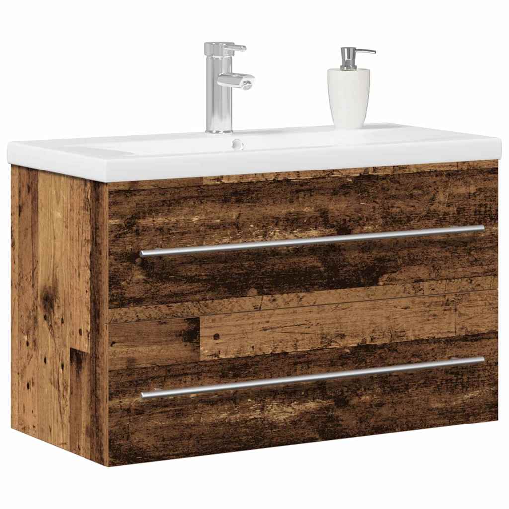 Meuble de Lavabo de Salle de Bain Bois Ancien 80 x 38,5 x 48 cm - XIOS