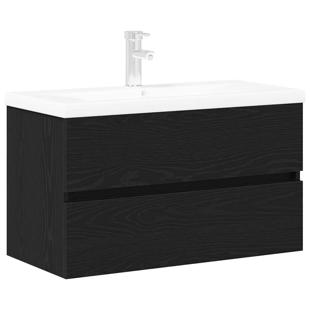 Meuble de Lavabo de Salle de Bain Chêne noir 80 x 39 x 62 cm - XIOS