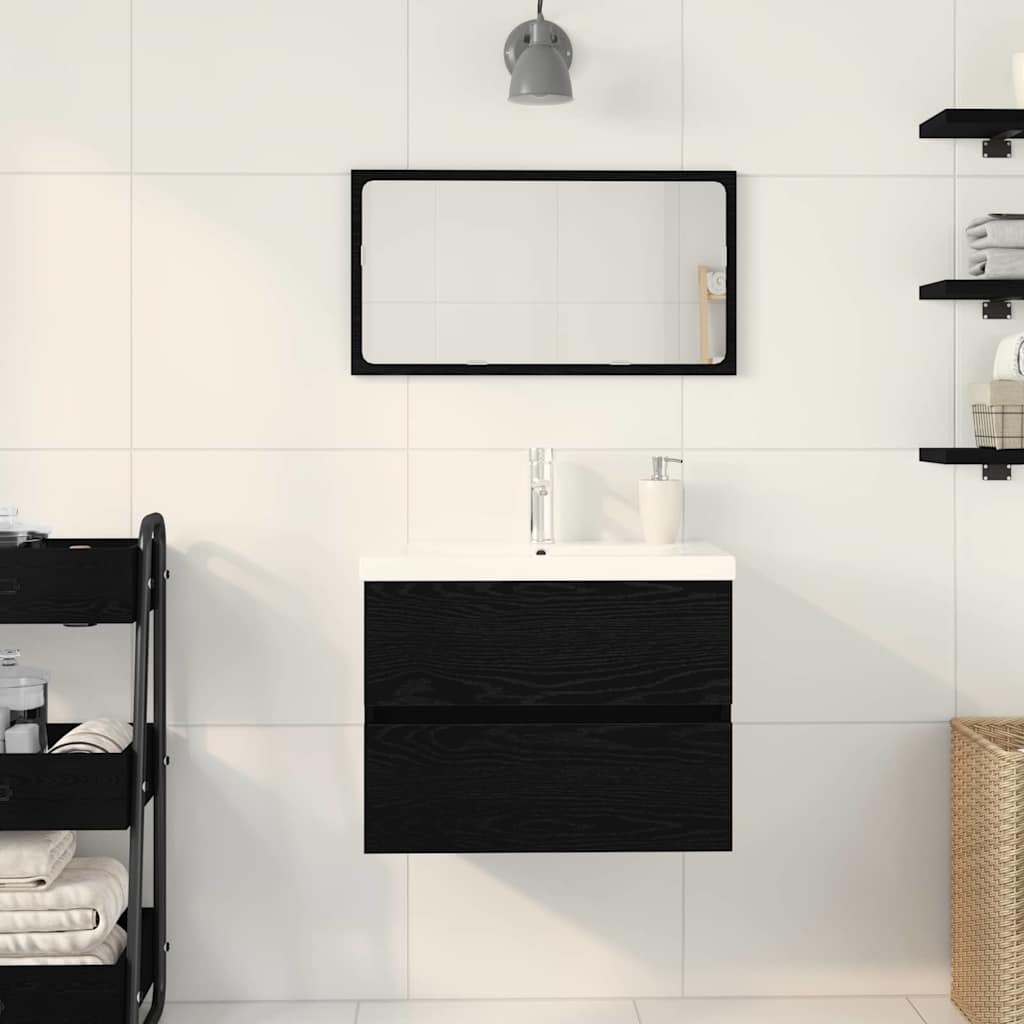 Meuble de Lavabo de Salle de Bain Chêne noir 60 x 39 x 62 cm - XIOS