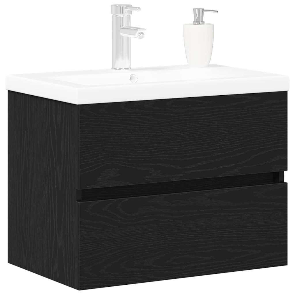 Meuble de Lavabo de Salle de Bain Chêne noir 60 x 39 x 62 cm - XIOS