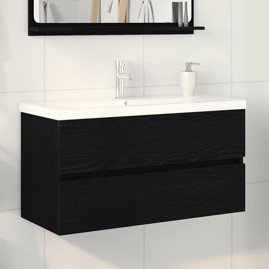 Meuble de Lavabo de Salle de Bain Chêne noir 90 x 39 x 62 cm - XIOS