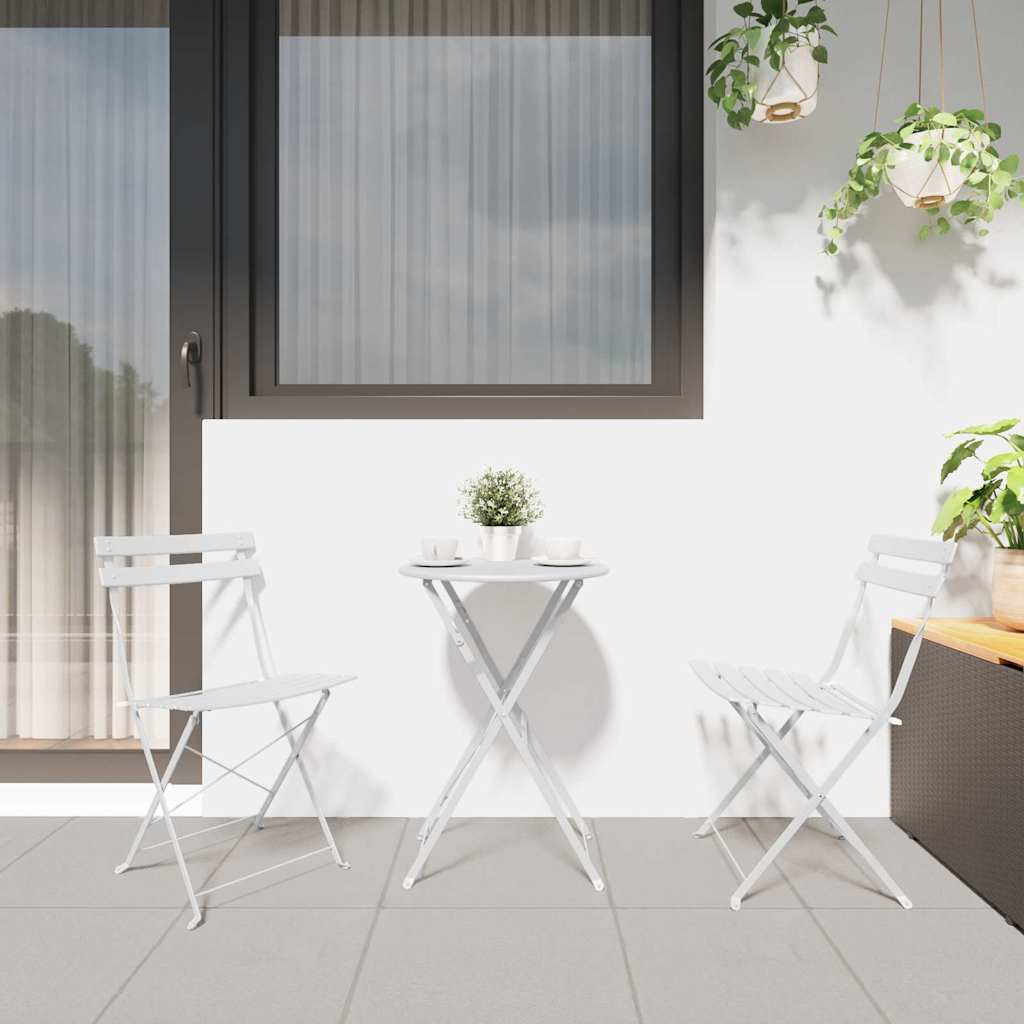 Ensemble bistro pliant 3 pcs Blanc Acier - XIOS