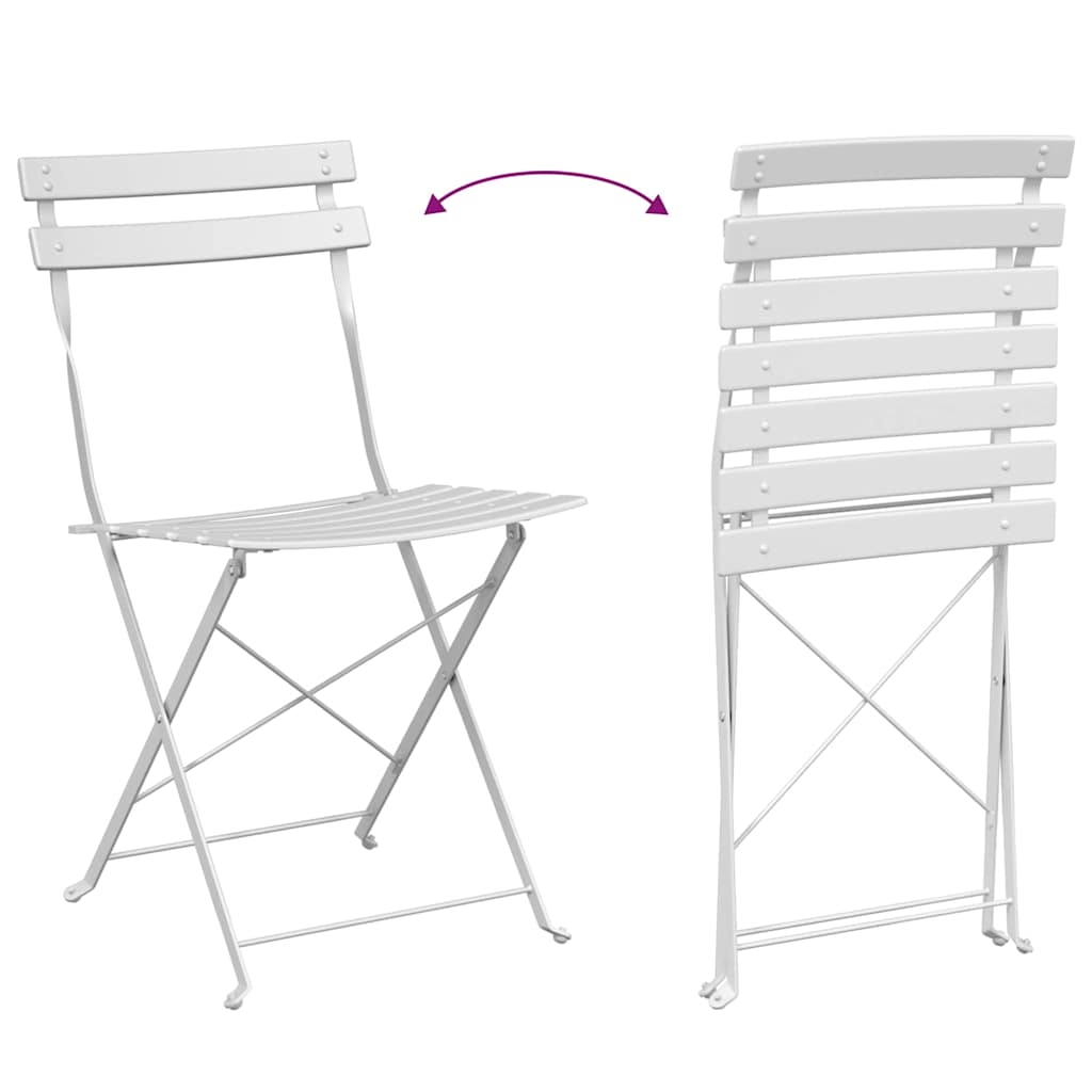 Ensemble bistro pliant 3 pcs Blanc Acier - XIOS