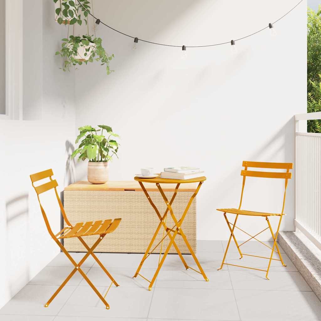 Ensemble bistro pliant 3 pcs Moutarde Acier - XIOS