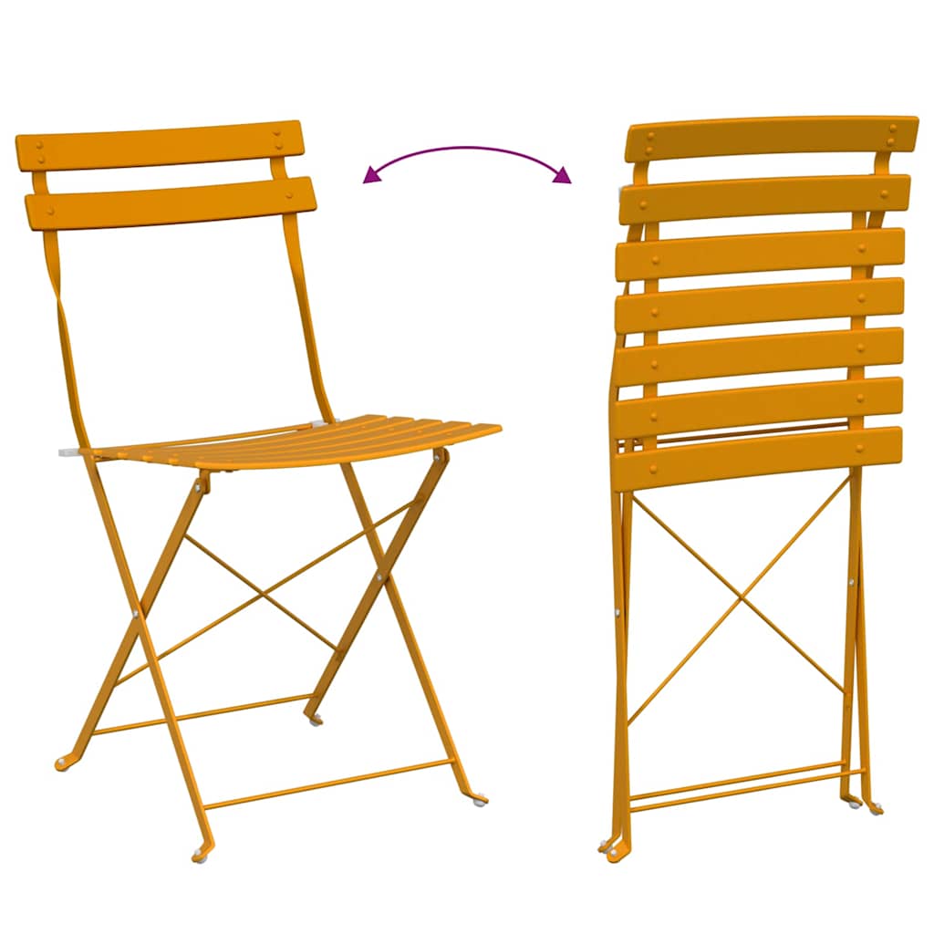 Ensemble bistro pliant 3 pcs Moutarde Acier - XIOS