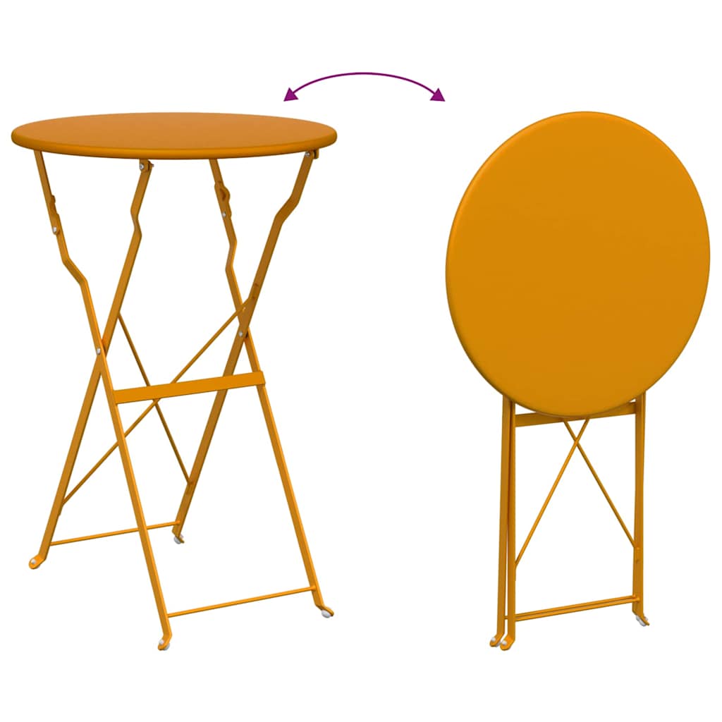 Ensemble bistro pliant 3 pcs Moutarde Acier - XIOS
