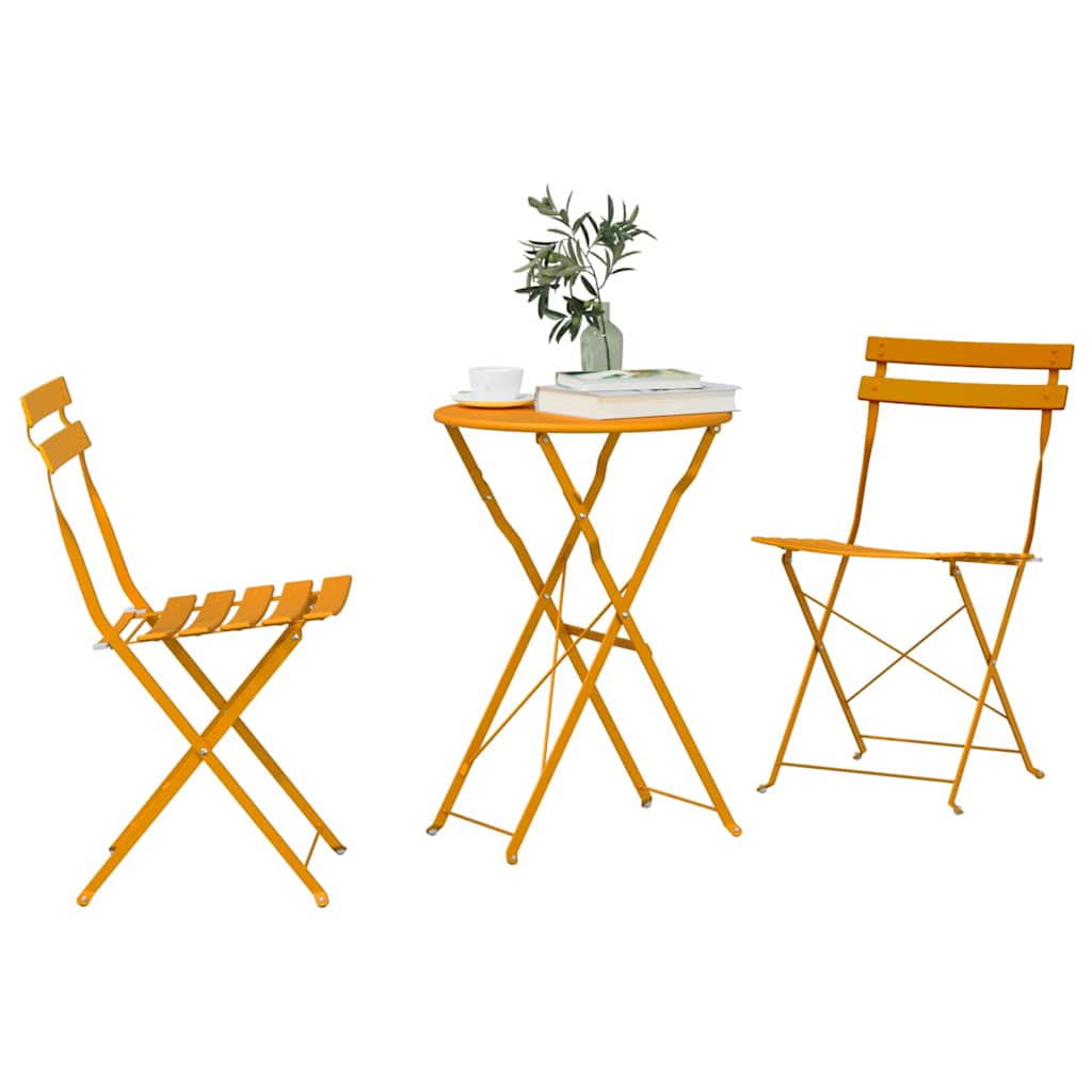 Ensemble bistro pliant 3 pcs Moutarde Acier - XIOS