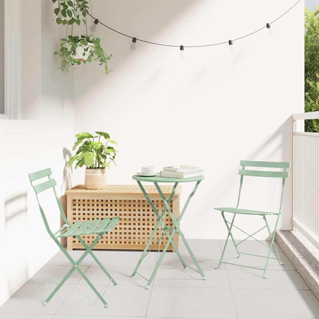 Ensemble bistro pliant 3 pcs Écume de mer Acier - XIOS