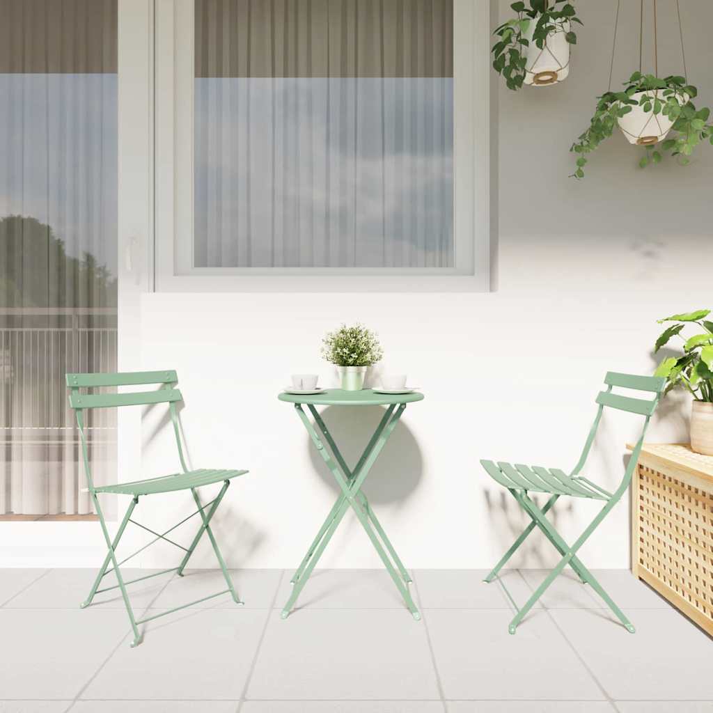 Ensemble bistro pliant 3 pcs Écume de mer Acier - XIOS