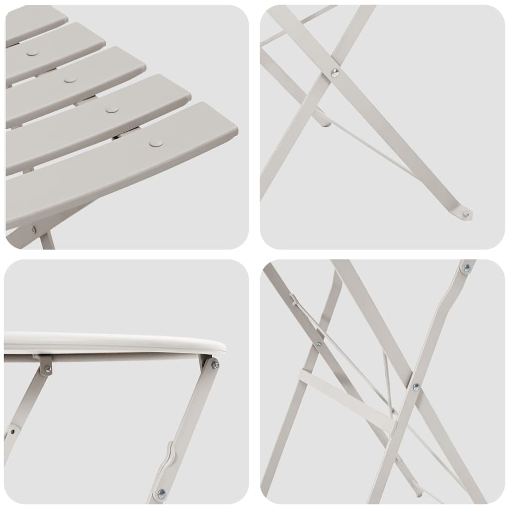 Ensemble bistro pliant 3 pcs Beige Acier - XIOS