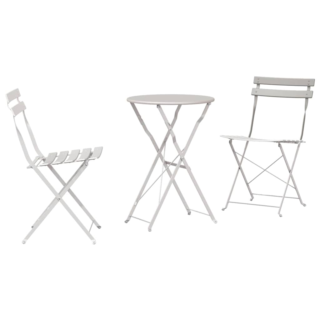 Ensemble bistro pliant 3 pcs Beige Acier - XIOS